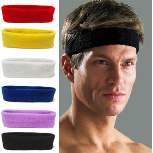 Gym Stretch Headband Cotton/Latex Pure Color Sweatband Sport Head Bands for Men Women Breathable Multi-function Elastic 1Pcs