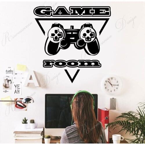 Game Room Wall Decals Vinyl Home Decoration Game Controller Gamepad Pattern Interior Decor Boys Room Play Room Mural 4188