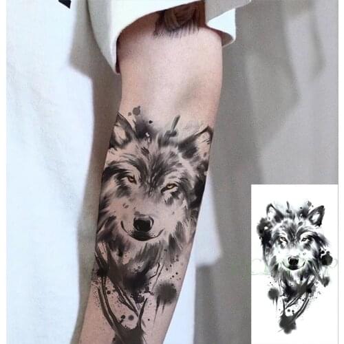 Waterproof Temporary Tattoo Sticker Wolf Big Animal Fake Tattoo Flash Arm Leg Tattoo Body Art for Boy Women Men