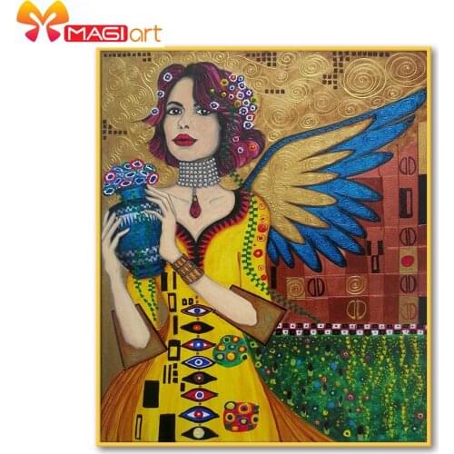 Cross stitch kits Embroidery needlework sets 11CT water soluble canvas patterns 14CT Full Portrait Angel woman -NCMP081