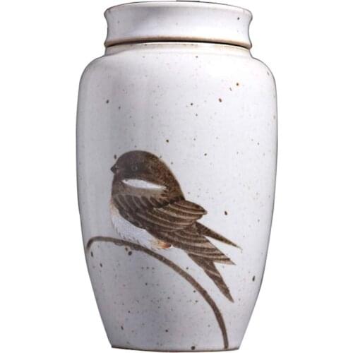 Yellow Spring Bird Cremation Ceramics Memorials Urn for Dear Cat Dog Ashes Keepsake