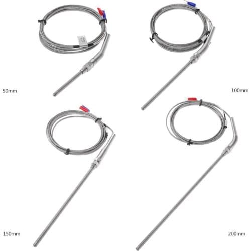 2m K Type Thermocouple Probe 50mm/100mm/150mm/200mm Stainless Steel Thermocouple 0-400 Temperature Sensor 19QB