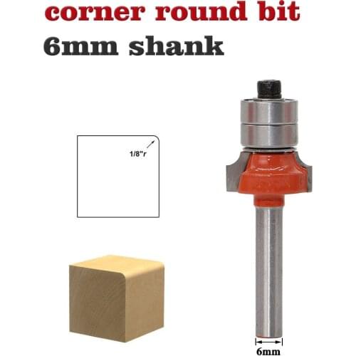 1PC 6mm Shank Corner Rounding End Mills Roundover Bit With 2 Bearing Wood Working Milling Cutter High Quality