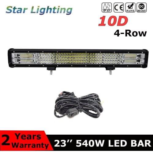 10D 23" LED Light Bar Offroad 540w Quad Rows Combo Car Led Bar For Jeep SUV 4WD ATV Truck Tractor Driving Lamp
