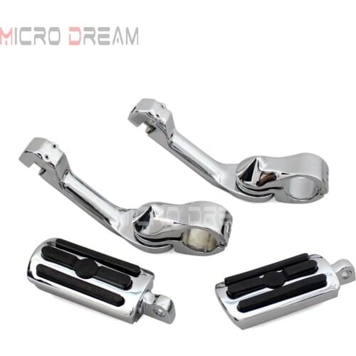 2x Chrome Motorcycle Highway Riders Foot Pegs Rest Adjustable Footpegs Mount Clamps for Harley Honda VTX750 Suzuki M109R M90 M50