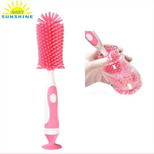 2 in 1 Silicone Bottle Brush Cleaner Standing Brush Detachable Nipple Brush Set For Feeding Bottles Cleaner for Neck Bottles