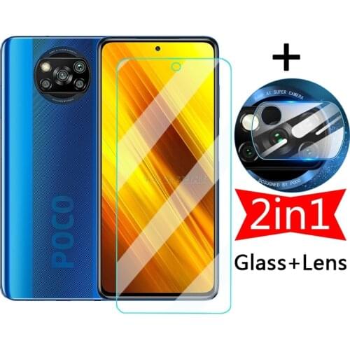 2 in 1 Camera Lens Glass for Xiaomi Poco X3 NFC Glass Screen Protector on Pocox2 X3 Pro M2 F2 F3 Poko M3 Pro 5G Pelicula Camera
