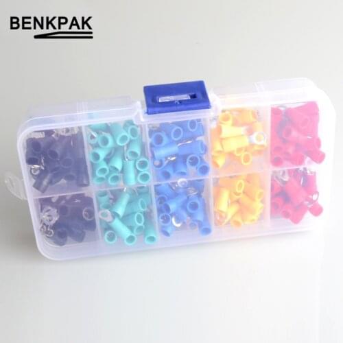 200Pcs Ring Terminal Copper Crimp Pre-Insulated terminals Ring Wire Connector End Kit Set RV1.25-3