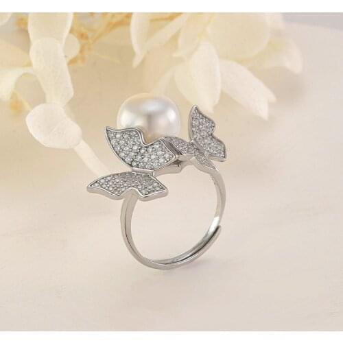2021 New Classic Zircon Butterfly Open Ring Woman Sexy Finger Accessories 925 Sterling Silver Jewelry Wedding Party Unusual Gift