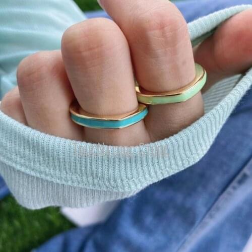 5Pcs RM39062 Ladies Jewelry Adjustable Ladies Copper Jewelry Copper For Women Heart Shaped Ring Enamel Heart Shape Colors Ring