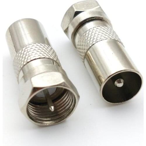 50pcs F Male Plug To PAL TV Male Straight Coaxial Cable RF adapter