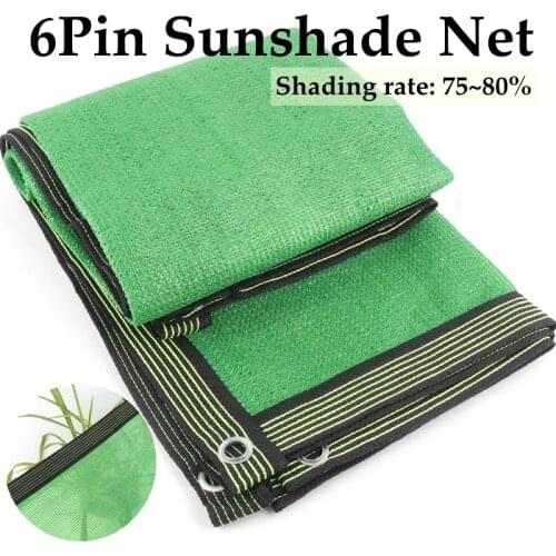 6 Pin HDPE Green Sunshade Net Anti-UV Shading Rate 80% Plant Protection Succulent Cover Greenhouse Sun Shade Pool Cooling Net