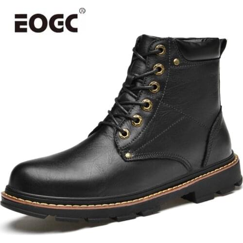 Natural Cow Leather Boots Shoes Waterproof Rubber Retro Plush Warm Ankle Snow Boots Autumn And Winter Boots Shoes Men