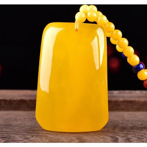 Pure natural beeswax boutique old nothing pendant ore amber chicken oil yellow sweater chain necklace and Pendant