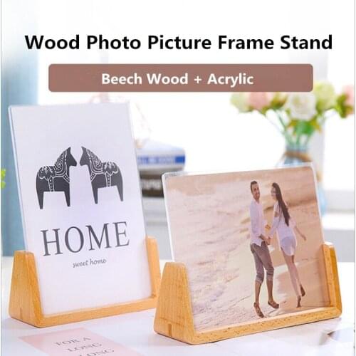 6 Inch Wooden Acrylic Slant Sign Holder Plastic Table Menu Display Stand Paper Ad Picture Photo Frame For Restaurants,Hotels