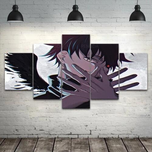 Home Decor Fushiguro Megumi Canvas Painting Modular 5 Panel Jujutsu Kaisen Poster Wall Art Japan Anime Pictures Bedroom Frame