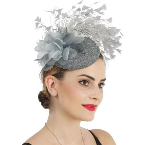 Elrgant Women Chic Fascinator Fashion Hat With Flower Hair Accessories On Hair Clip Bride Wedding Party Headwear Mesh Chapeau