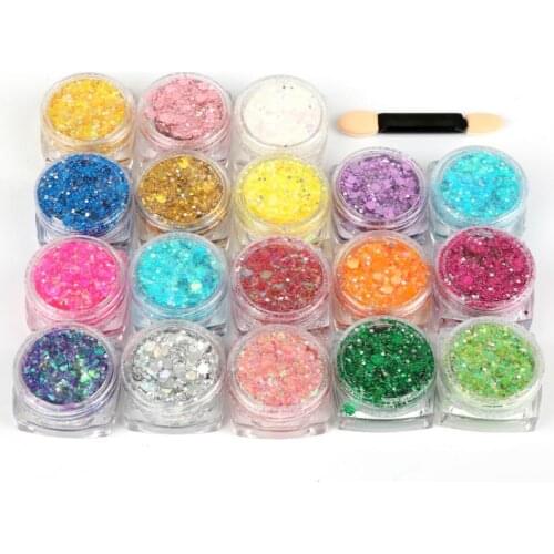 19 Colours Sequin Gel Nail Eye Shadow Diamond Glitter Shimmer Shiny Mermaid Glitter Nail Creative Makeup No Glue Glitter TSLM1