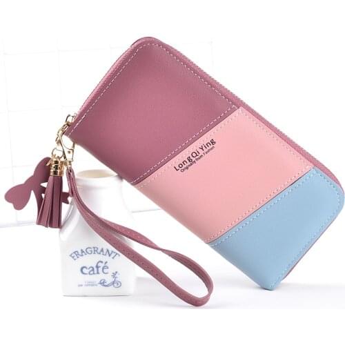 Zipper Coin Purse Wallets Lady Purses Handbags Women Clutch Cards Holder Patchwork Girls Moneybag Wristlet Bag Billfold Wallet