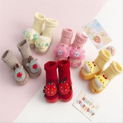 Cute Baby’ s Walking Shoes Autumn Winter Fashion Thicken Prewalkers Three-Dimensional Animal Pattern and Long Tube Socks 0-3Y