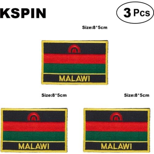 Malawi Rectangular Shape Flag patches embroidered flag patches national flag patches for clothing DIY Decoration