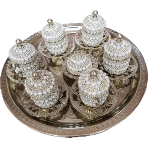 Silver White Crystal Cubic Zirconia Lokum coffee cup Set coffee pot coffeware set colander coffie filter