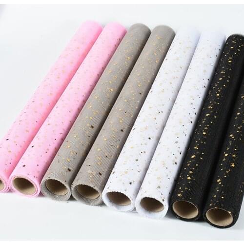 50CMx4.5M Floral Bouquet Paper Wrap Roll Sequins Star Lace Mesh Floral Bouquet Supplies Florists Supplies Bouquet Flower Wrapper