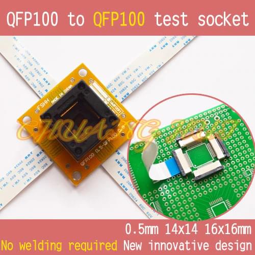 Detect tqfp100 to qfp100 test socket QFP100 to QFP100 Pitch=0.5mm Size:14x14mm 16x16mm teset socket