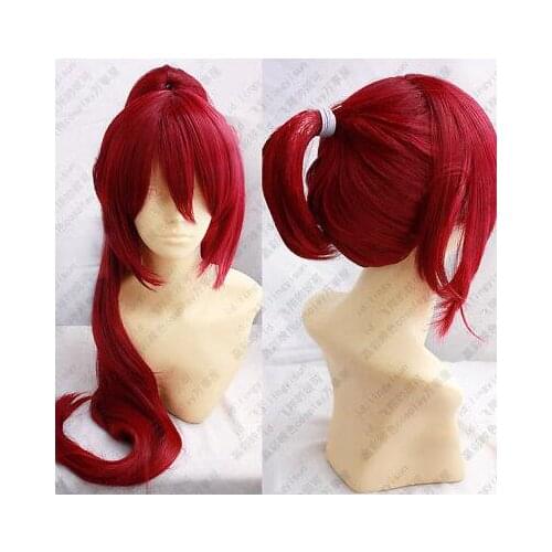 Wholesale& heat resistant LY >>Puella Magi Madoka Magica Kyoko Sakura Long red Cosplay Wig clip ponytail 5.24