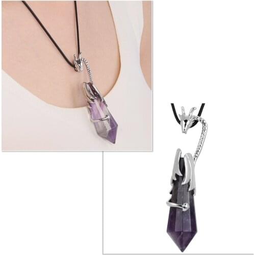 Natural Crystal Rock Quartz Column Sliver Color Dragon Pendant Healing Reiki Charms For Jewelry Making DIY Necklace Accessories