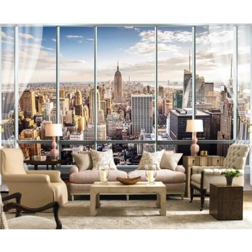 Beibehang custom wallpaper European city 3d stereo window city photo 3d wallpaper sofa sitting room Background 3d wallpaper