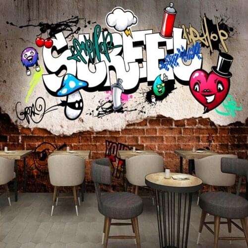Custom mural European style retro street graffiti brick broken wall ktv back wall Mural lobby high quality wallpaper