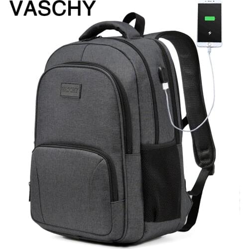 VASCHY Laptop Backpack Women Men School Bags Travel Backpack for College Student Water-resistant School Backpack with USB Charge