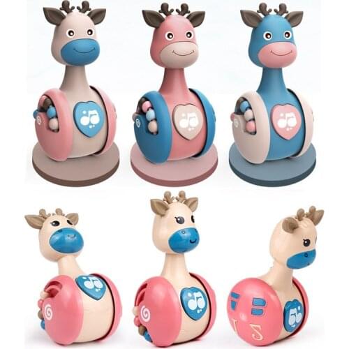 Sliding Deer Tumbler Baby Rattle Newborn Toddler Infant Learning Education Toys Cartoon Hand Bell Mobile Stroller Toy Gift 0-12M