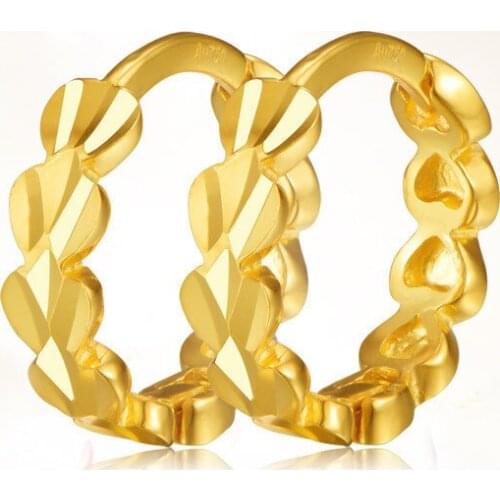 SOLID AU750 18K YELLOW GOLD EARRINGS WOMEN FLOWER HOOP EARRINGS P6258