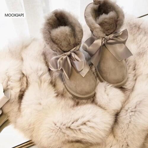 High-quality snow boots in Europe in 2019, real sheepskin, 100% natural wool, women shoes 5 colors Free Delivery