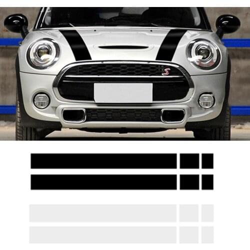 Wooeight 2Pcs Black White Red Vinyl Car Bonnet Stripes Hood Sticker Decals Cover dWm2754536 Fit for MINI Cooper R50 R53 R56 R55