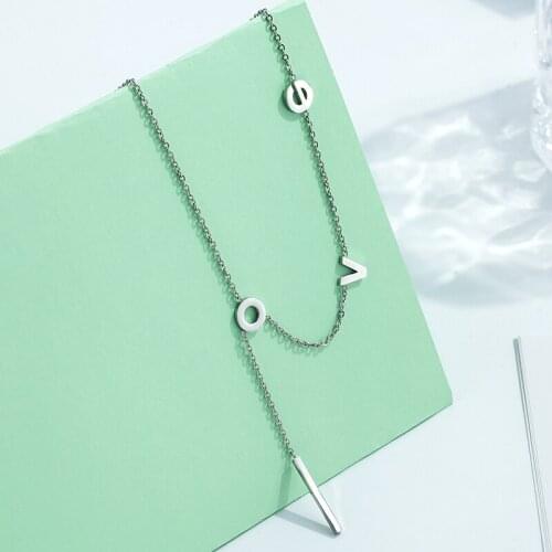 Necklace Womens simple LOVE titanium steel neck chain wild equipment stainless steel jewelry sweater chain short clavicle chain