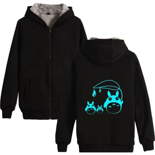 Totoro Comic Cotton-padded Jacket Thickening Cotton Zipper Periphery women Increase Velvet Unlined Upper Garment Hoodies