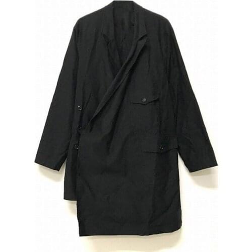 S-6XL!!Homemade mens trench coat with loose asymmetrical lapel spring style