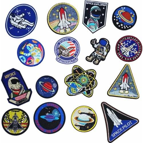 1pcs Space flight Patches for Clothing Iron on Embroidered Sew Applique Cute Patch Fabric Badge Garment DIY Apparel Accessories