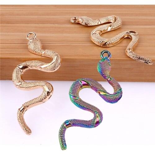 2pcs 23*53mm Snake Charms 4colors Pendants for Necklace Bracelet Jewelry Making DIY Handmade