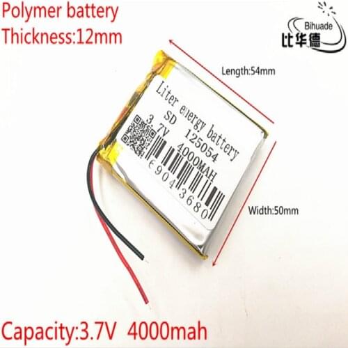 3.7V 4000mAh 125054 lithium polymer battery MP3 MP4 navigation instruments small toys