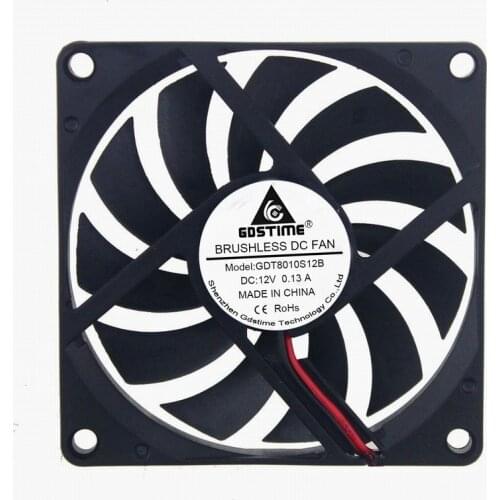5pcs/lot Gdstime 80MM 12V 2Pin 80x80x10mm 8cm 8010 Brushless DC Cooling Cooler PC CPU Computer Case Fan