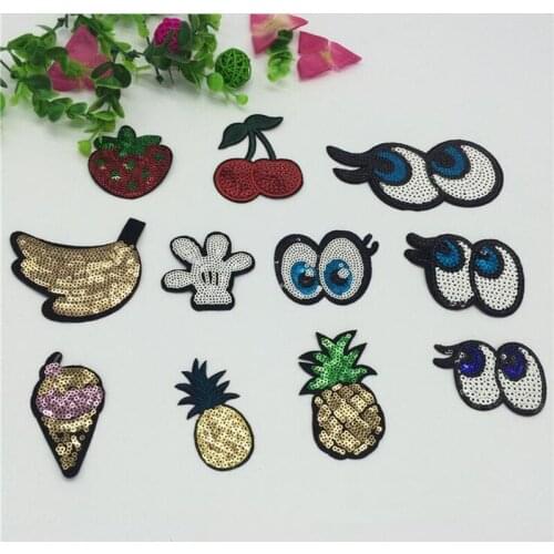 5pcs Small Iron on DIY embroidery sequins eye stickers decorative accessories glue stickers patch clothes phone