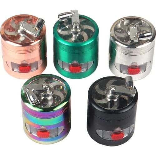 63MM 4 Layers Herb Grinder with Drawer Smoke Crusher Crank Pollinator Herb Grinder Spice Grinder Hand Crank Clear Top Men Gift
