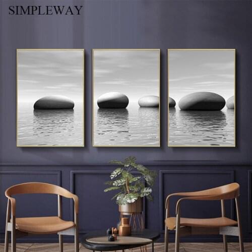 Zen Stone Abstract Decoration Picture Black White Wall Poster Nordic Minimalist Canvas Print Painting Scandinavian Home Decor