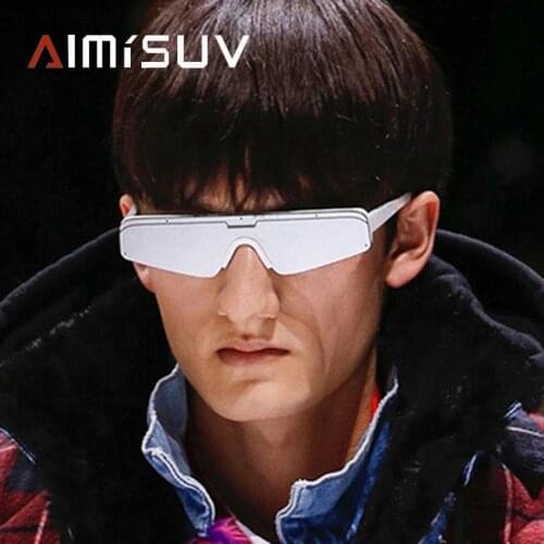 AIMISUV 2019 Fshion Square Sunglasses men Classic Vintage Triangle Frame Sunglasses Women Outdoor Street Beat Siamese Piece