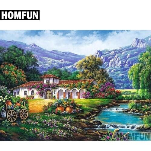 HOMFUN Full Square/Round Drill 5D DIY Diamond Painting "Spring scenery" Embroidery Cross Stitch 5D Home Decor Gift A04079