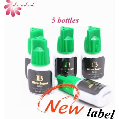 Free Shipping Fast Dry Strongest ibeauty Glue Green Cap 5 bottles IB Ultra super Glue For Individual Eyelash Extensions Glue 5ml